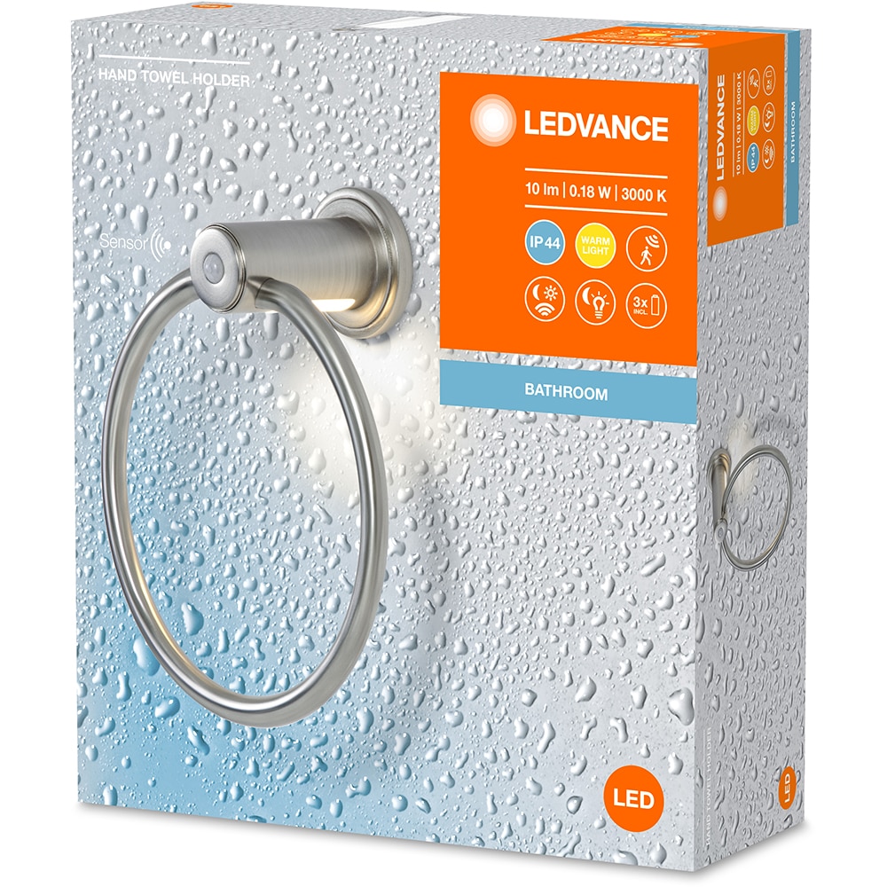 Suport prosop tip inel LEDVANCE, senzor miscare si de lumina naturala, 0.18W, 10lm, argintiu