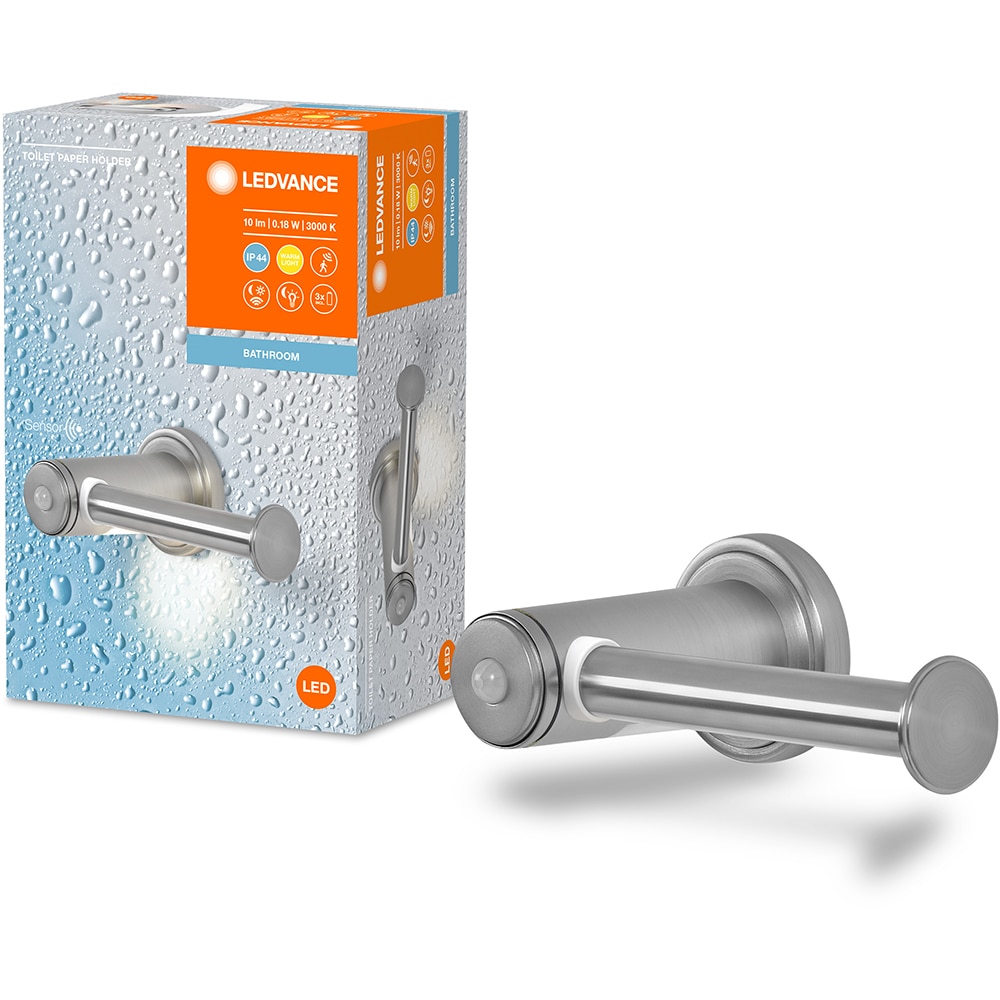 Suport hartie igienica LEDVANCE, senzor miscare si de lumina naturala, 0.18W, 10lm, argintiu