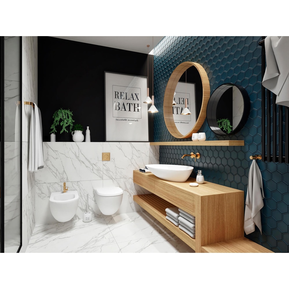 Pahar baie BISK Grama 05599, ceramica, alb