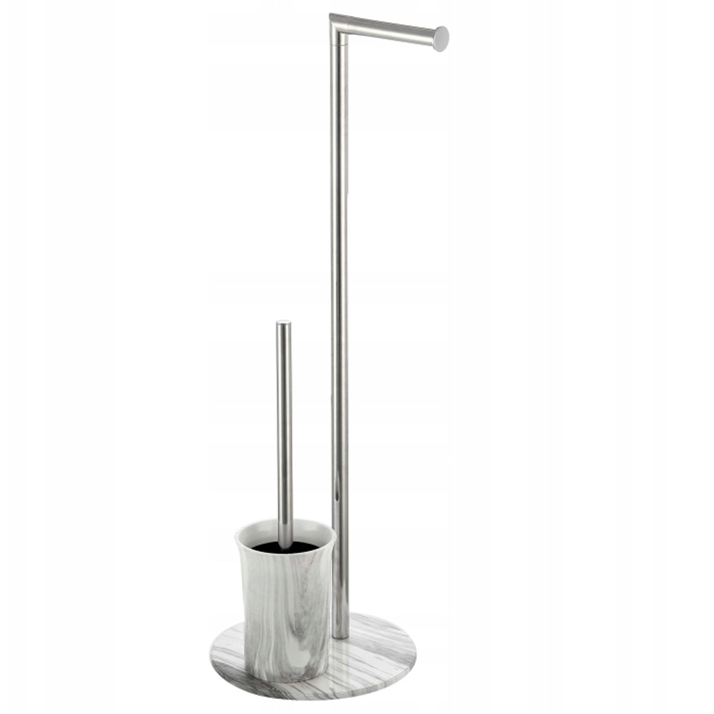 Set perie toaleta BISK Bianco 07621, suport hartie igienica, alb-crom