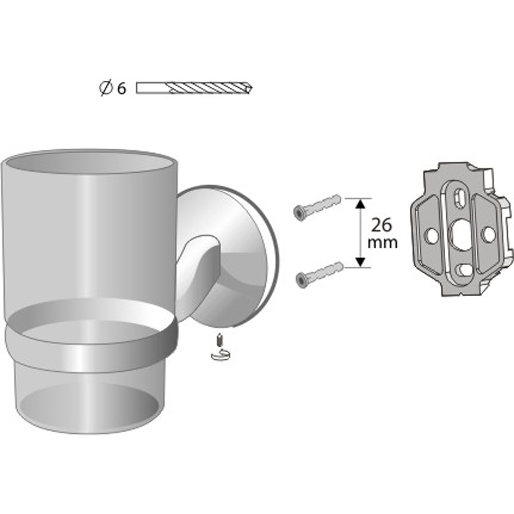 Pahar baie BISK Virginia 72080, montare pe perete, alb-argintiu