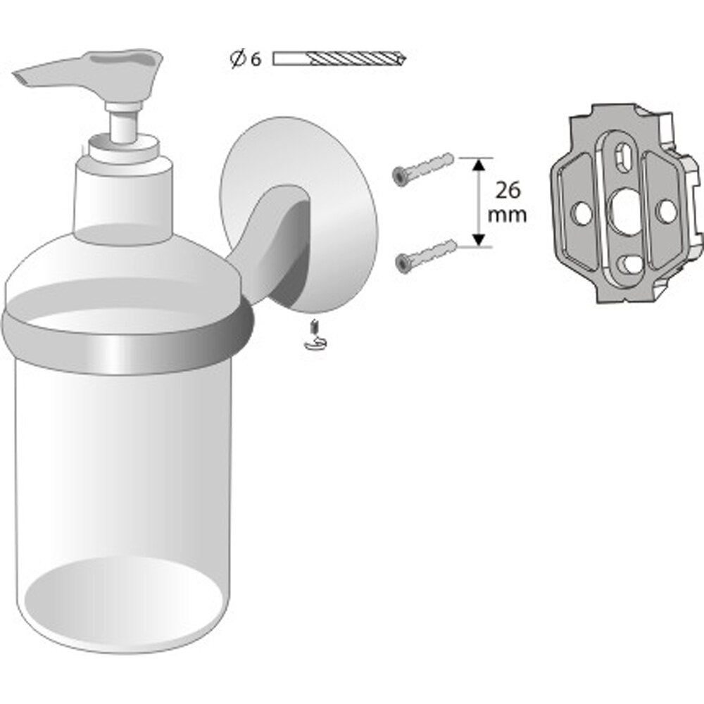 Dispenser sapun lichid BISK Virginia 72089, 300 ml, montare pe perete, alb-argintiu