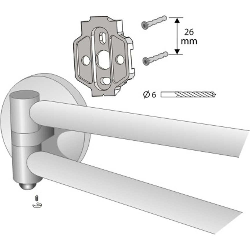 Suport prosop dublu BISK Virginia 72126, 48 cm, argintiu