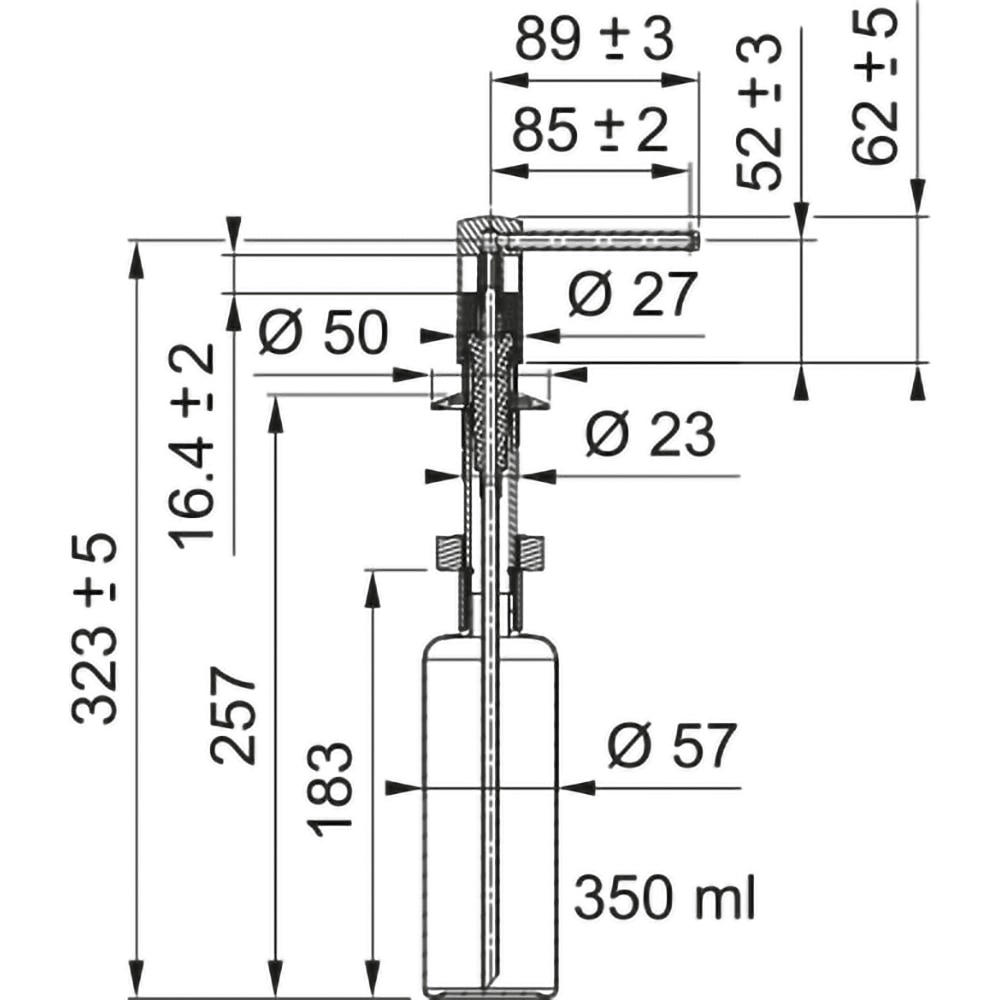 Dispenser sapun lichid FRANKE Comfort, 350 ml, alb