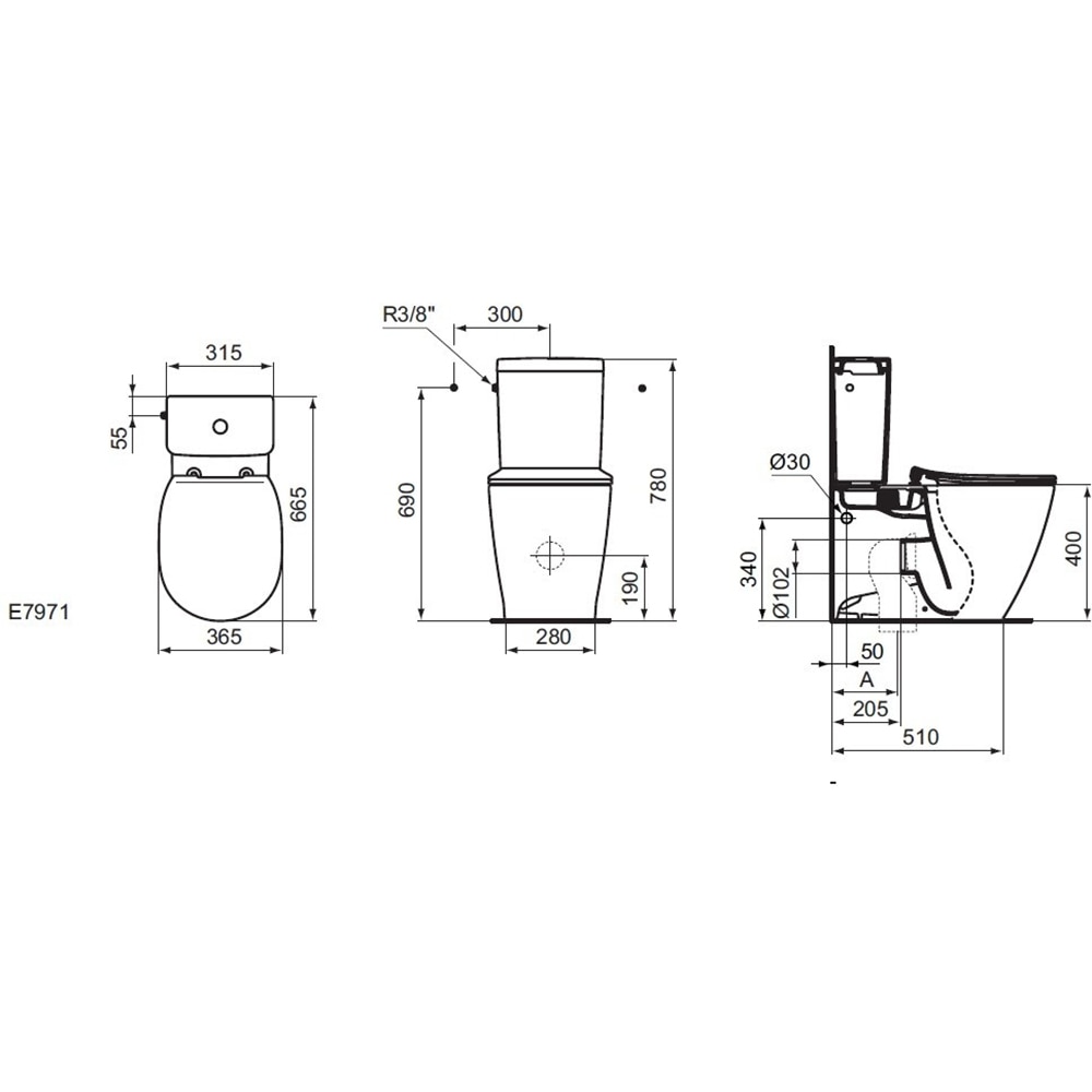 Rezervor WC IDEAL STANDARD Connect E797101, 3-6l, alb