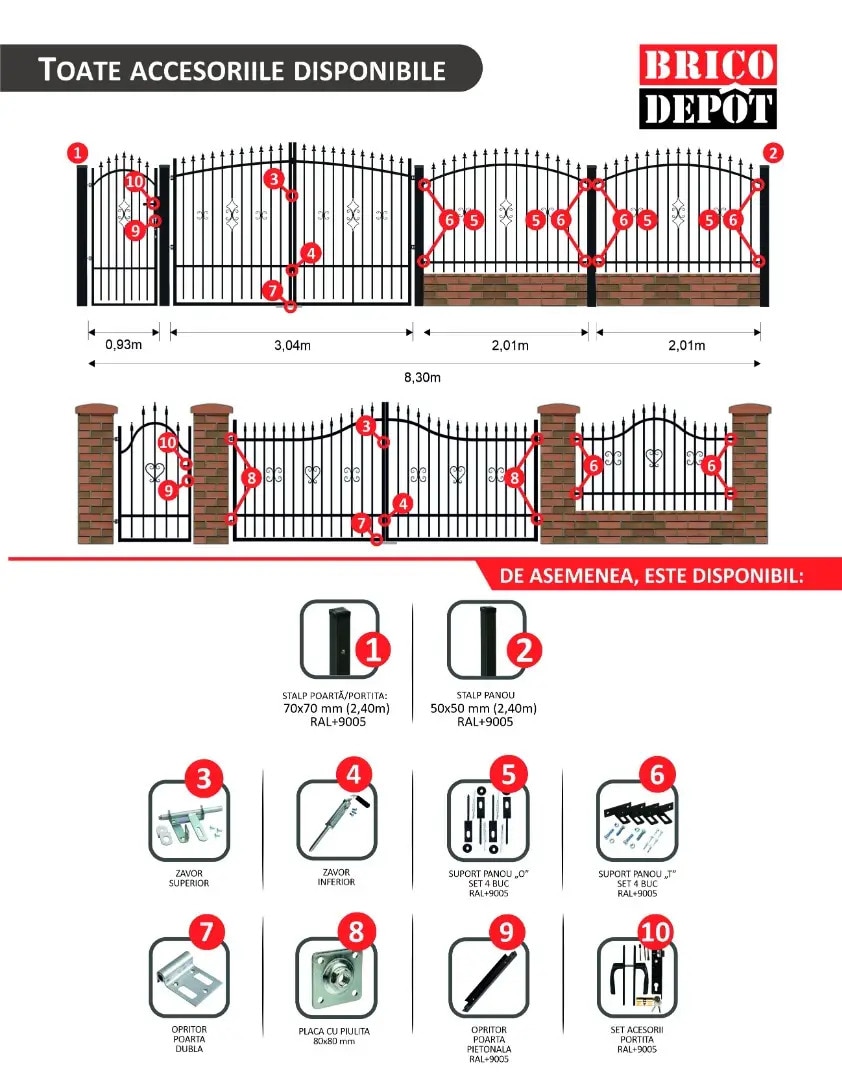 Panou gard Stela, otel galvanizat, 200 x 120 cm  Polbram