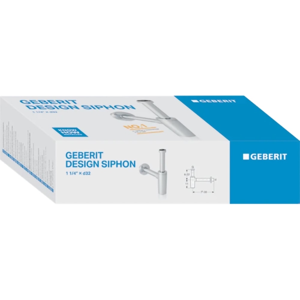 Sifon lavoar GEBERIT 151.035.21.1, D 32mm, evacuare orizontala, crom