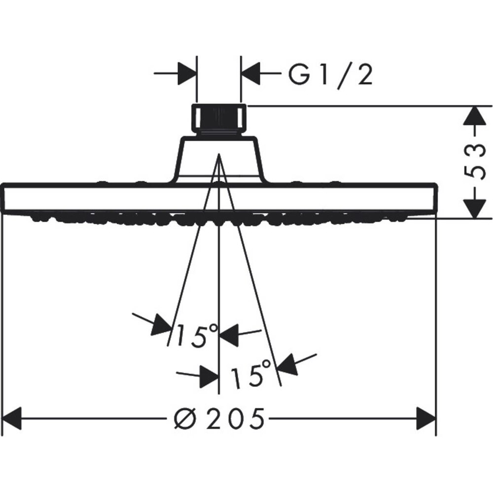 Palarie dus Hansgrohe Vernis Blend 200 26271670, 1 functie, negru
