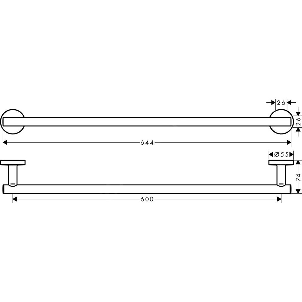 Suport prosop HANSGROHE Logis 41716000, 64.4 cm, crom
