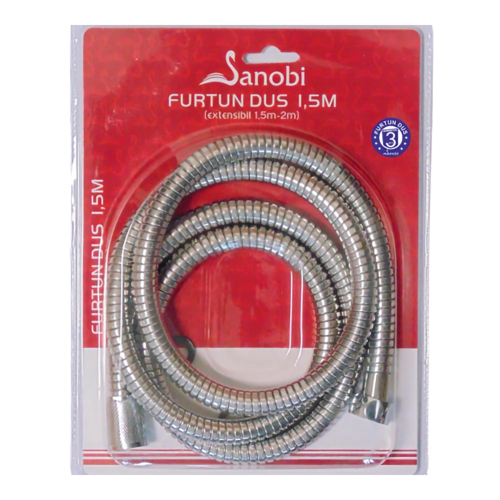 Furtun de dus SANOBI, 2m, argintiu