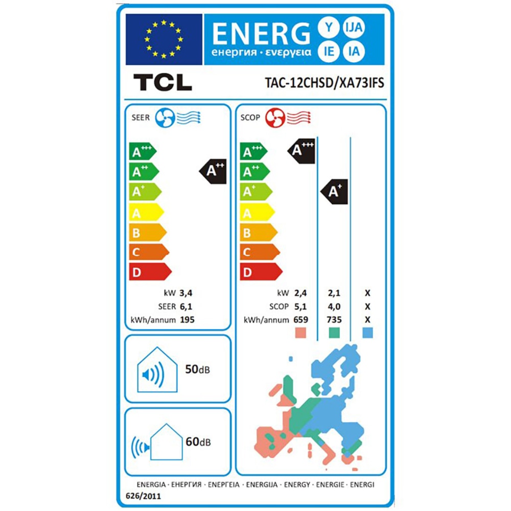 Aer conditionat TCL Elite XA73 TAC-12CHSD/XA73IFS, 12000BTU, A++/A+, Inverter, Functie Incalzire, Functie ECO, I-Feel, Wi-Fi, alb