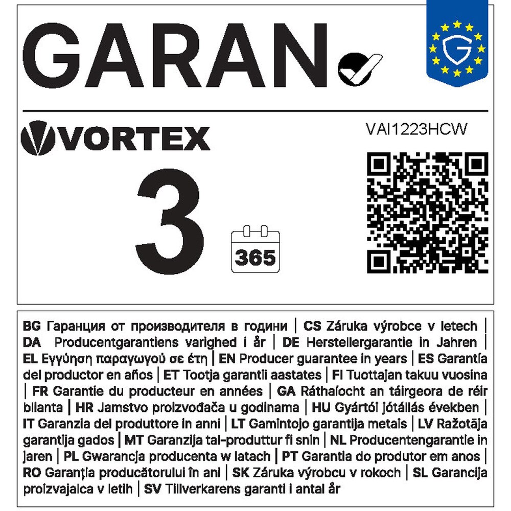 Aer conditionat VORTEX VAI1223HCW, 12000 BTU, A+++/A++,Wi-Fi, Inverter, Functie incalzire, Dezumidificare, iFeel, 4D Air, Filtru Carbon, kit instalare inclus, alb