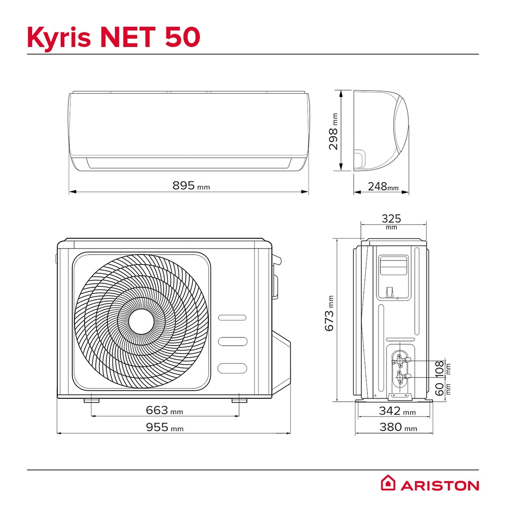 Aer conditionat ARISTON Kyris, 1800BTU, A+++/A+++, Wi-Fi, Functie Incalzire, Inverter, alb
