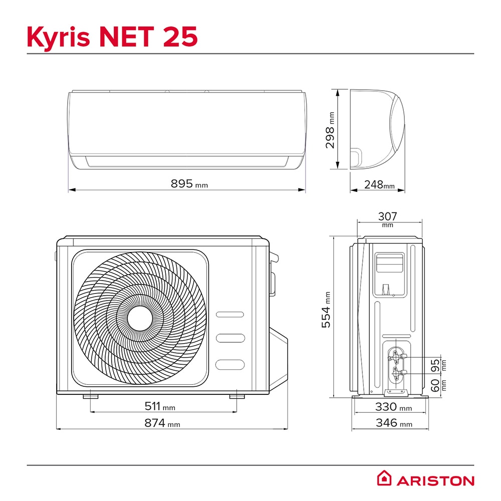 Aer conditionat ARISTON Kyris, 9000BTU, A+++/A+++, Wi-Fi, Functie Incalzire, Inverter, alb