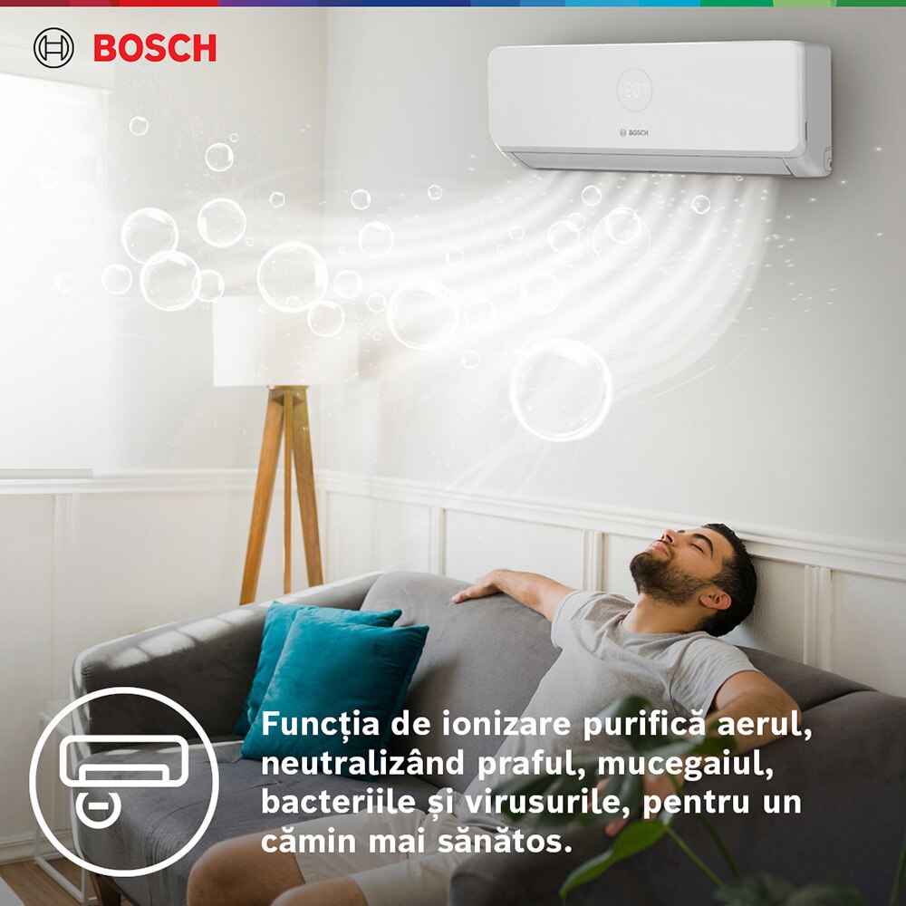 Sistem aer conditionat pentru 3 incaperi BOSCH Climate 3200i, 9000/9000/12000 BTU, A++/A+, Inverter, Unitate externa 27000 BTU, Afisaj, alb