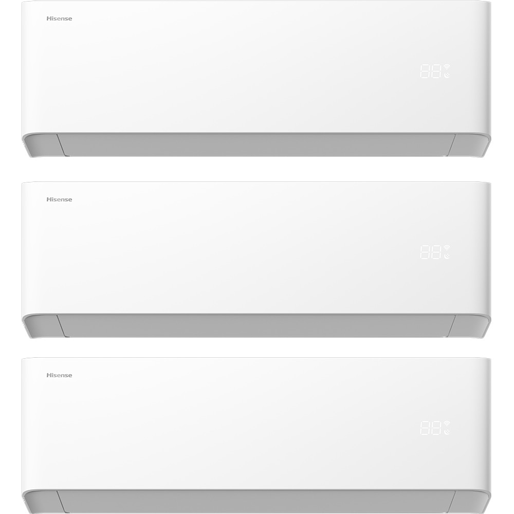Sistem aer conditionat pentru 3 incaperi HISENSE Uni HB, 9000/9000/12000 BTU, unitate externa 21000 BTU, A++/A+, Functie incalzire, Wi-Fi, alb
