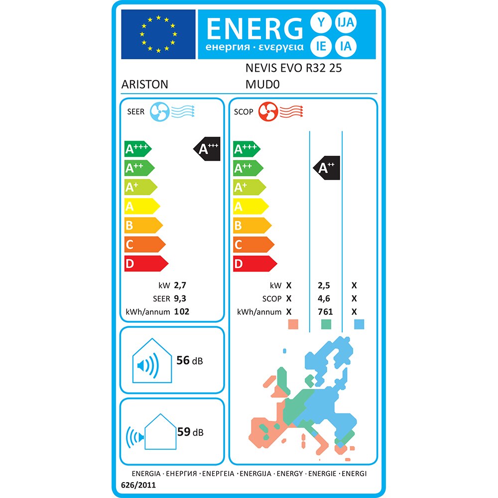 Aer conditionat ARISTON Nevis Evo, 9000BTU, A+++/A++, Wi-Fi, Functie Incalzire, Inverter, alb