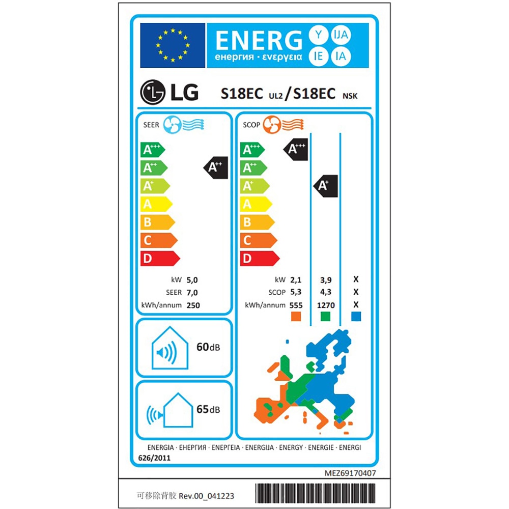 Aer conditionat LG Dualcool AI Special S18EC, 18000 BTU, A++/A+, Inverter, Wi-Fi, alb