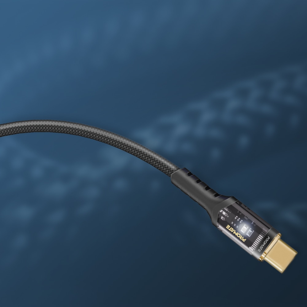 Cablu date PROMATE LucidLine-CC200, USB-C - USB-C, 100W Power Delivery, 2m, negru