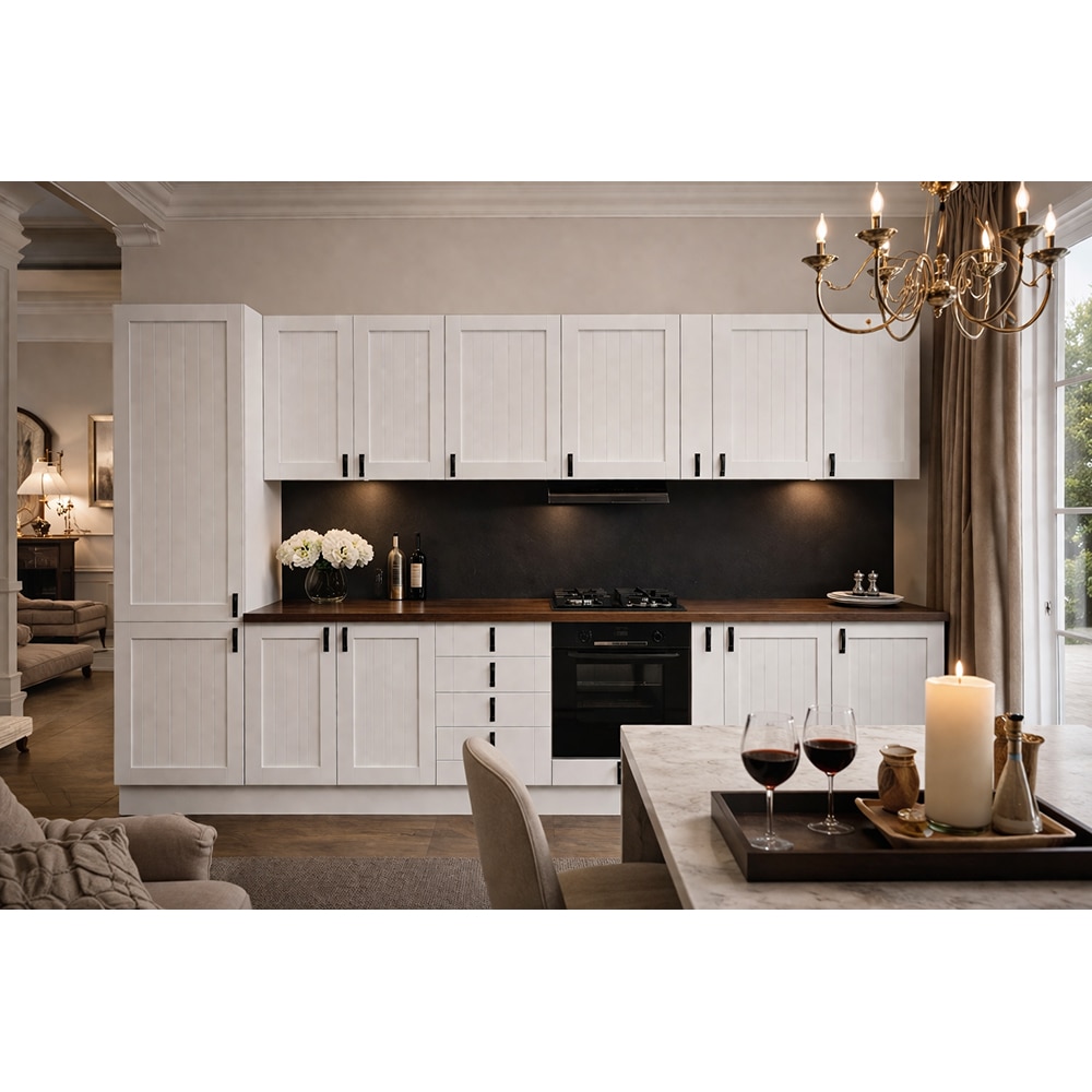 Mobila bucatarie Alpinia, PAL, 325 x 60 x 216 cm, alb