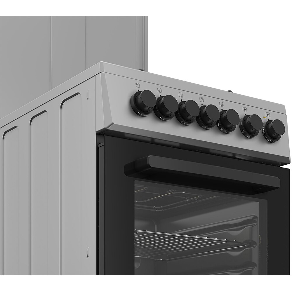 Aragaz ARCTIC AMG5612GTCLXN, 4 arzatoare, Gaz + Electric, L 50 cm, Grill, argintiu