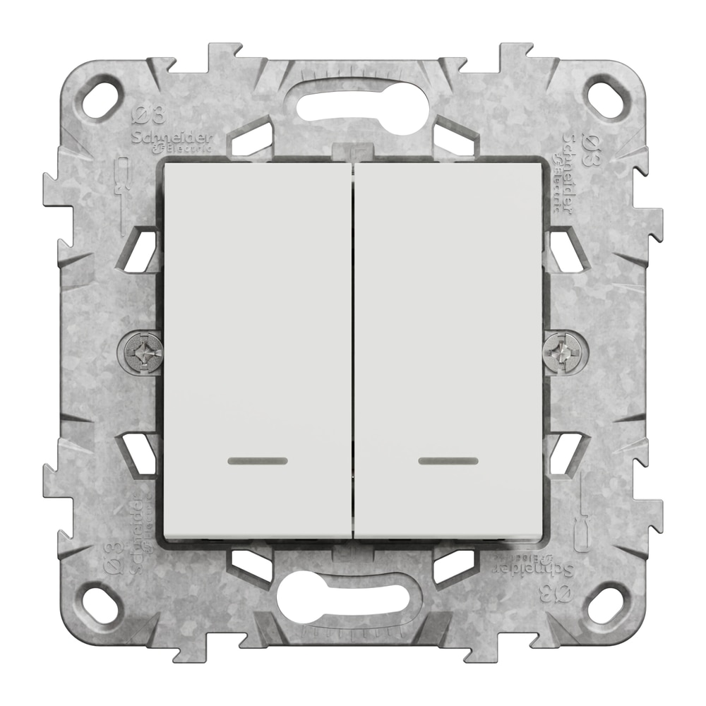 Intrerupator dublu SCHNEIDER NU521118NZ, incastrat, 10A, IP20, alb