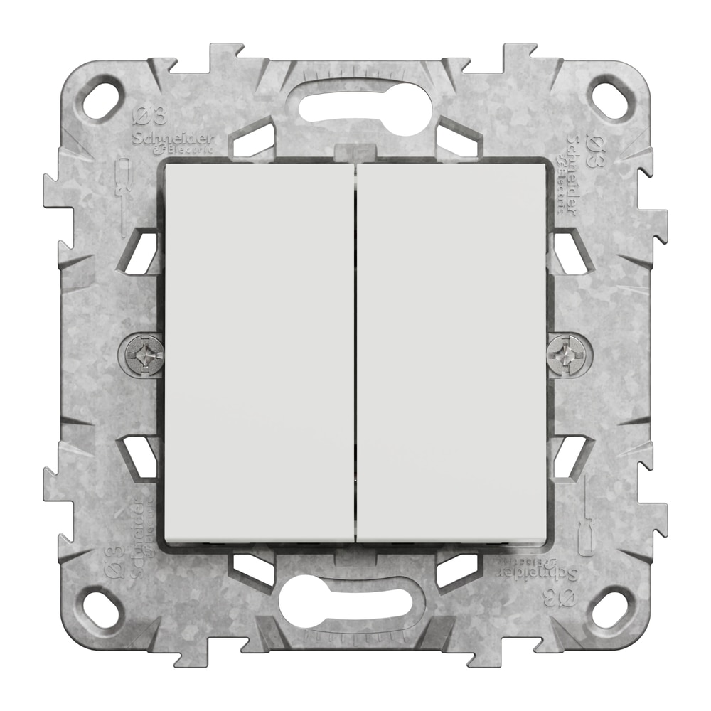 Intrerupator dublu SCHNEIDER NU521118Z, incastrat, 10A, IP20, alb