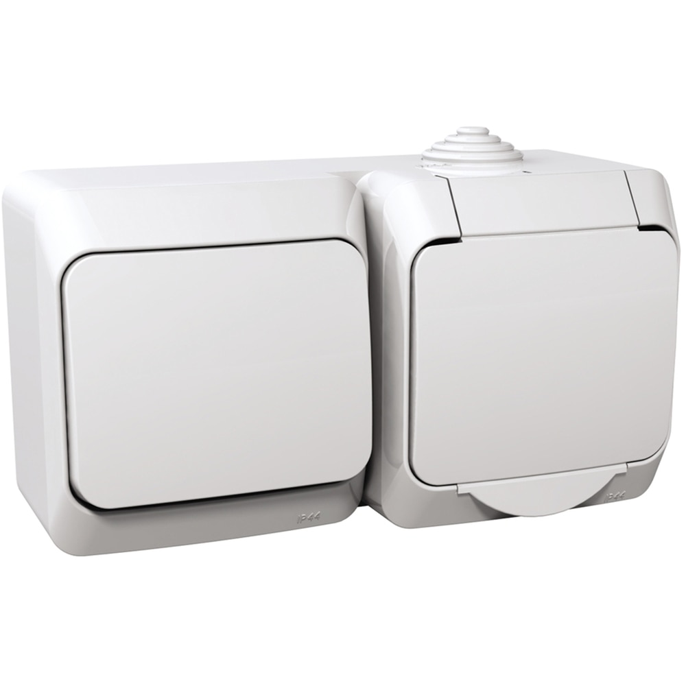 Priza SCHNEIDER Cedar Plus WDE000504, IP44 + Intrerupator cap scara, 16A, alb