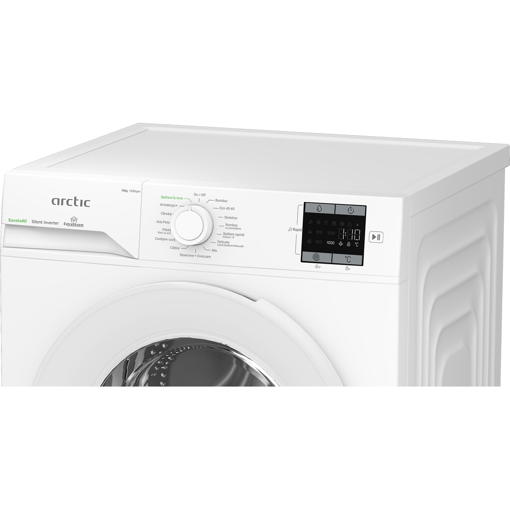 Masina de spalat rufe frontala ARCTIC APLM1WFSU110212W, ExtraSteam, 10 kg, 1200rpm, Clasa A, alb