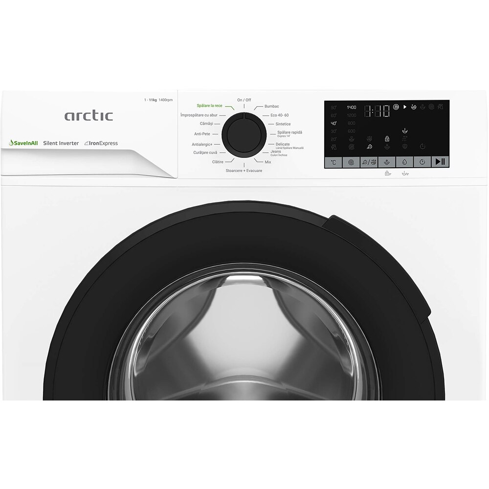 Masina de spalat rufe frontala ARCTIC APLM2WFST211412W, ExtraSteam, 11 kg, 1400rpm, Clasa A, alb