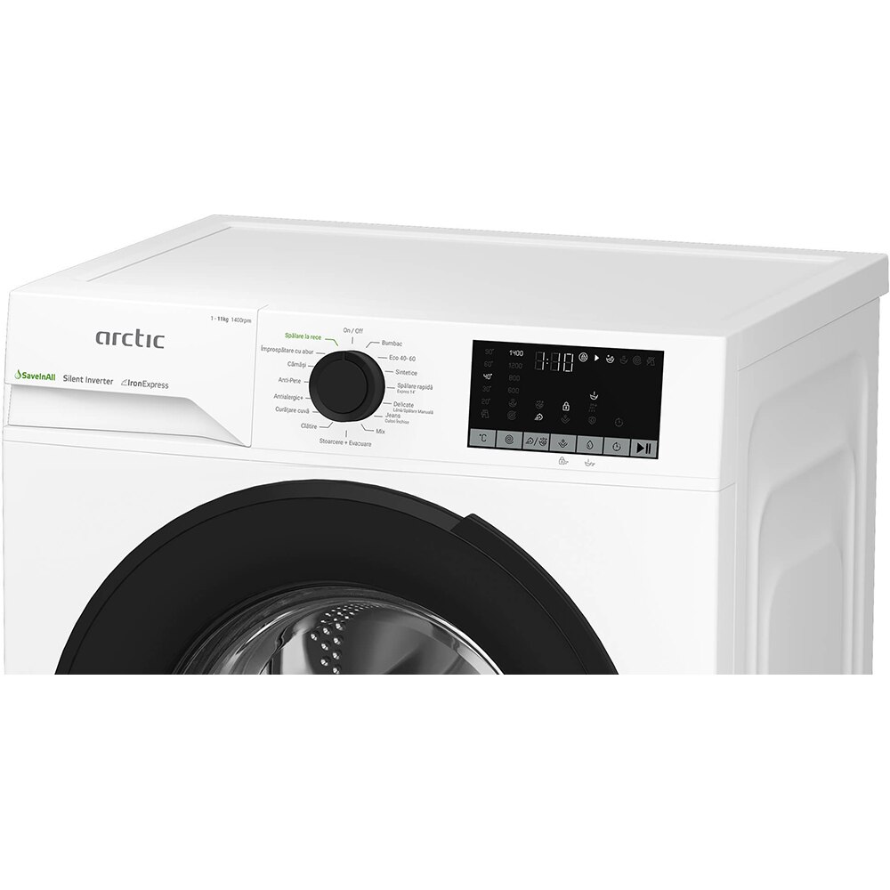 Masina de spalat rufe frontala ARCTIC APLM2WFST211412W, ExtraSteam, 11 kg, 1400rpm, Clasa A, alb