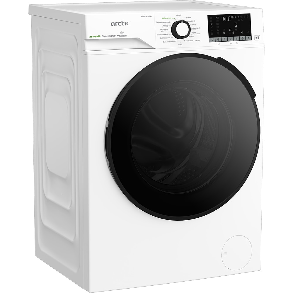 Masina de spalat rufe frontala cu uscator ARCTIC APLM3DFT38442W, 8/5 kg, 1400rpm, Clasa A/D, alb