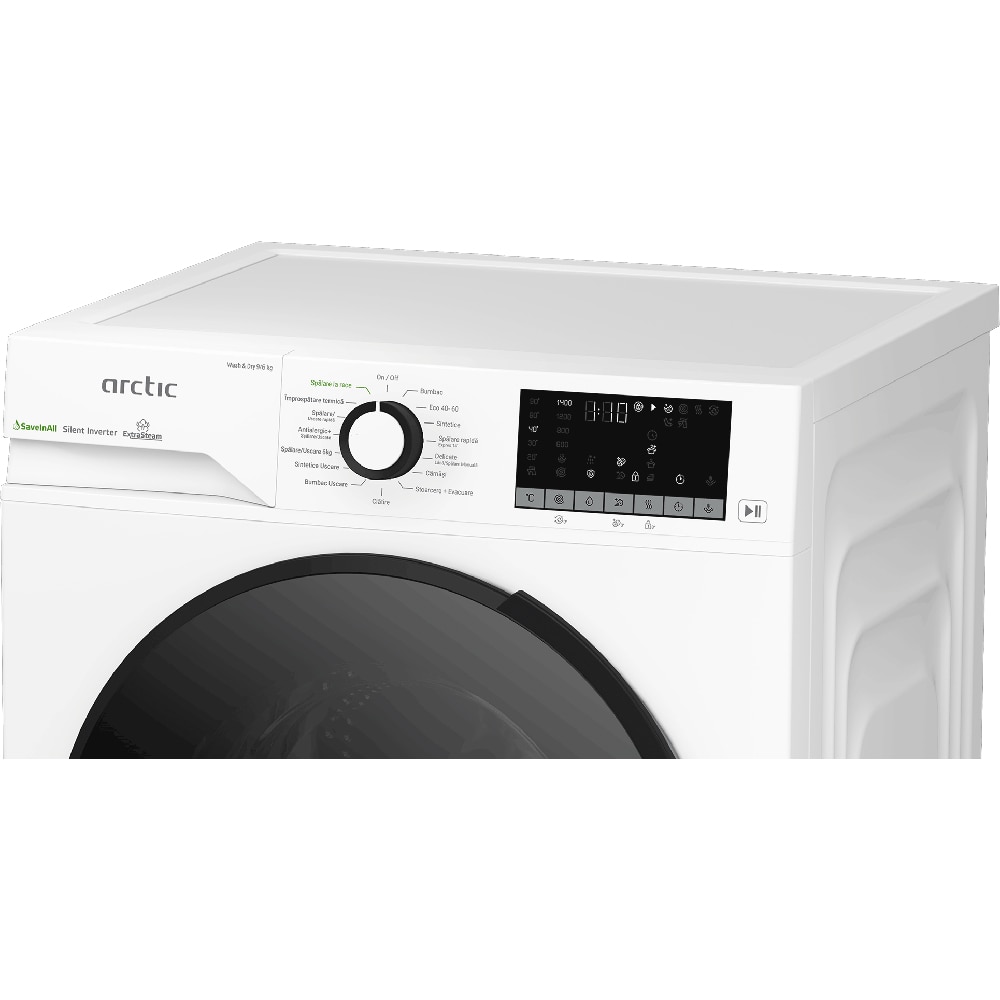 Masina de spalat rufe frontala cu uscator ARCTIC APLM3DFT39442W, 9/6 kg, 1400rpm, Clasa A/D, alb