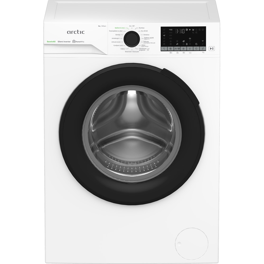 Masina de spalat rufe frontala ARCTIC APLM3WFSU38412W, ExtraSteam, 8 kg, 1400rpm, Clasa A, Wi-Fi, alb