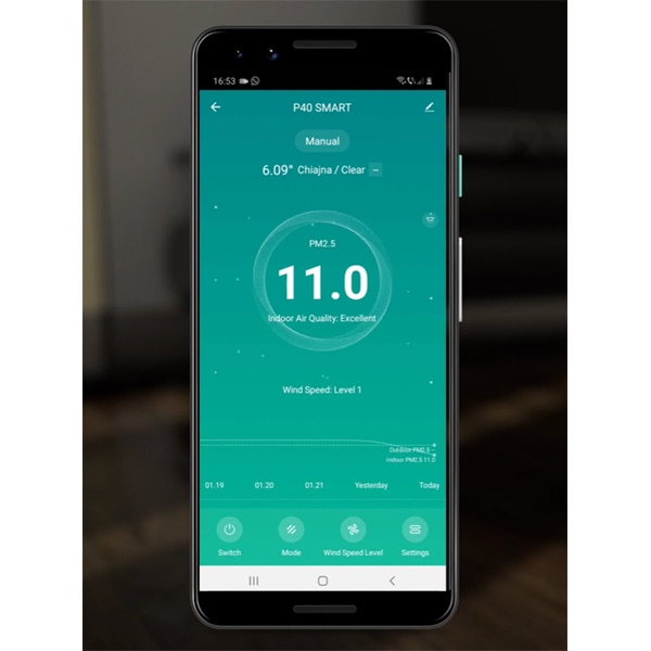 Purificator aer ALECOAIR P40 SMART, 4 trepte viteza, HEPA, Wi-Fi, alb