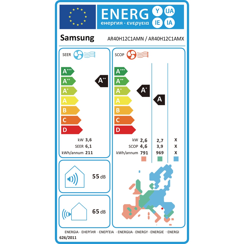 Aer conditionat SAMSUNG AR35, 12000 BTU, A++/A+, Wi-Fi, Functie Incalzire, Inverter, alb