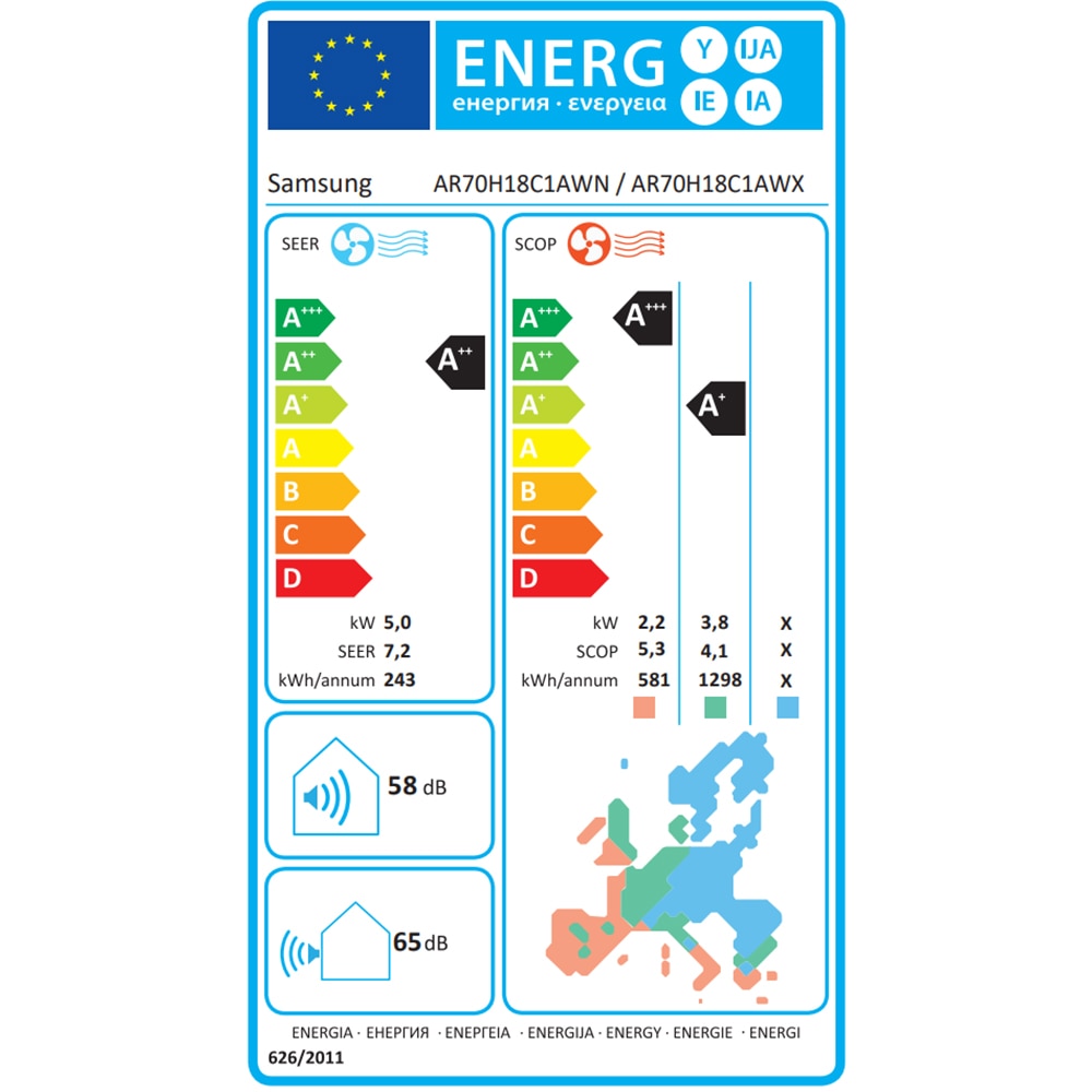 Aer conditionat SAMSUNG WindFree Premiere, 18000BTU, A++/A+, WI-FI, Functie incalzire, Inverter, alb