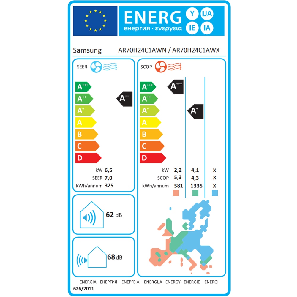 Aer conditionat SAMSUNG WindFree Premiere, 24000BTU, A++/A+, WI-FI, Functie incalzire, Inverter, alb