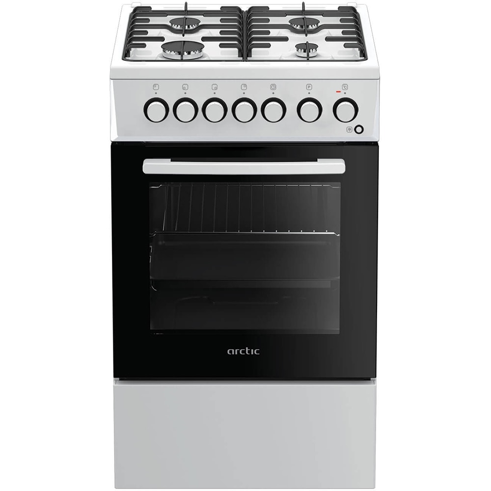 Aragaz ARCTIC ACM5611DTL, 4 arzatoare, Gaz + Electric, L 50 cm, Grill, alb