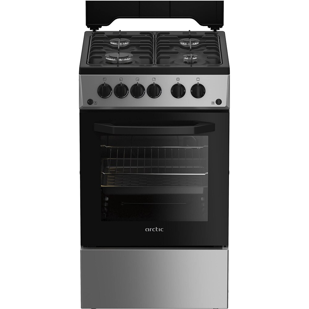 Aragaz ARCTIC AGG5611DTLBN, 4 arzatoare, Gaz, L 50 cm, Grill, argintiu
