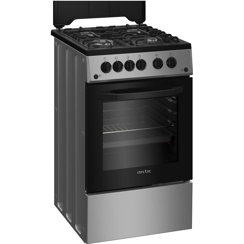 Aragaz ARCTIC AGG5611DTLBN, 4 arzatoare, Gaz, L 50 cm, Grill, argintiu