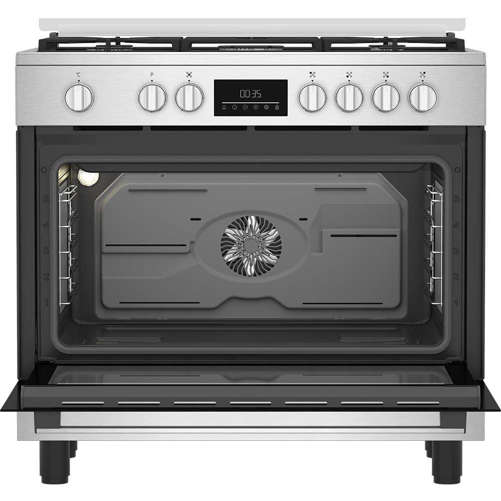 Aragaz BEKO BGM11226EX, 5 arzatoare, Gaz + Electric, L 90 cm, Grill, inox