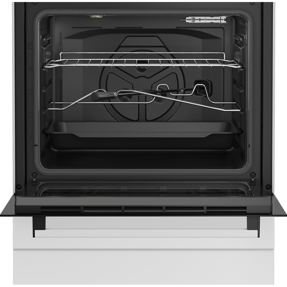 Aragaz BEKO FBGT62110GWO, 4 arzatoare, Gaz, L 60 cm, Grill, Rotisor, alb