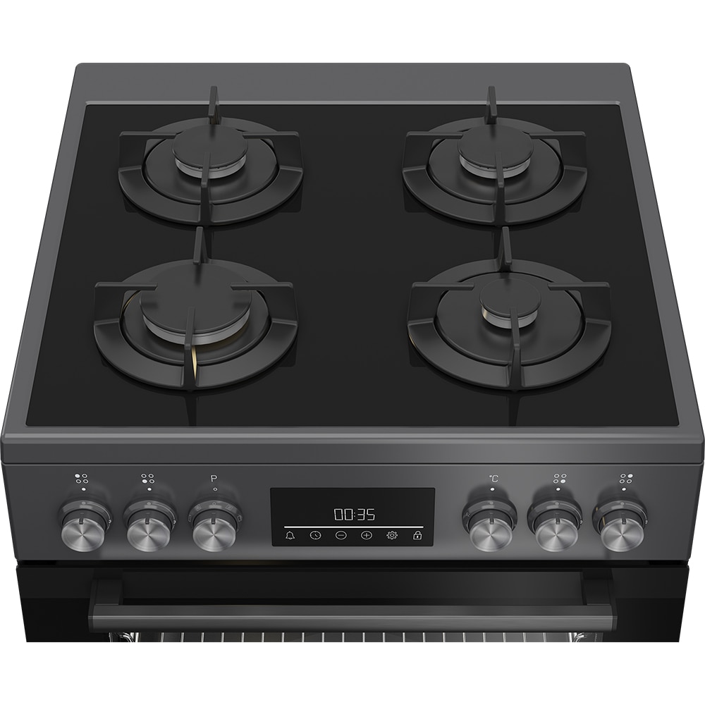 Aragaz BEKO FBM62330GADSN, 4 arzatoare, Gaz + Electric, L 60 cm, Grill, antracit