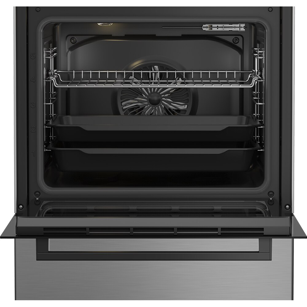 Aragaz BEKO FBSM62320TXD, 4 arzatoare, Gaz + Electric, L 60 cm, Grill, argintiu