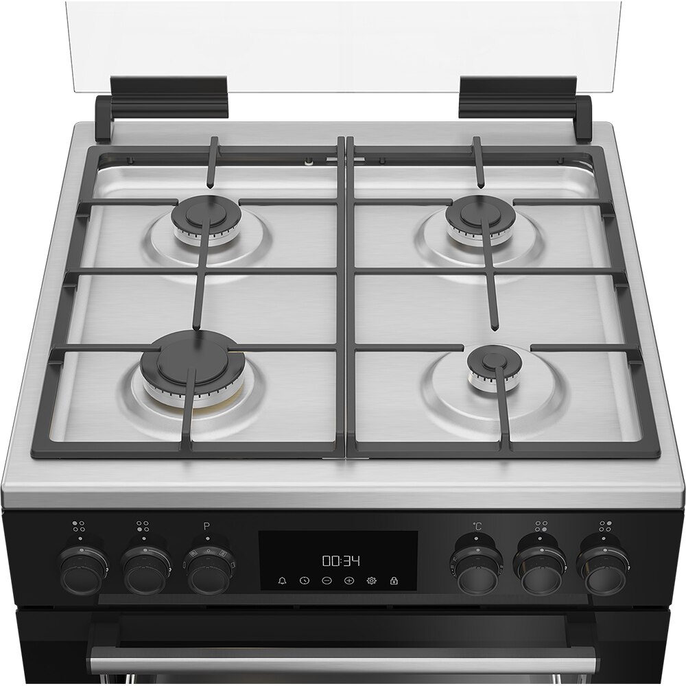 Aragaz BEKO FBSM62530DXMS, 4 arzatoare, Gaz + Electric, L 60 cm, Grill, antracit