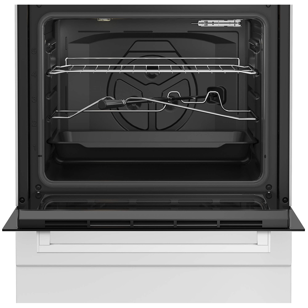 Aragaz BEKO FBST62110DW, 4 arzatoare, Gaz + Electric, L 60 cm, Grill, Rotisor, alb