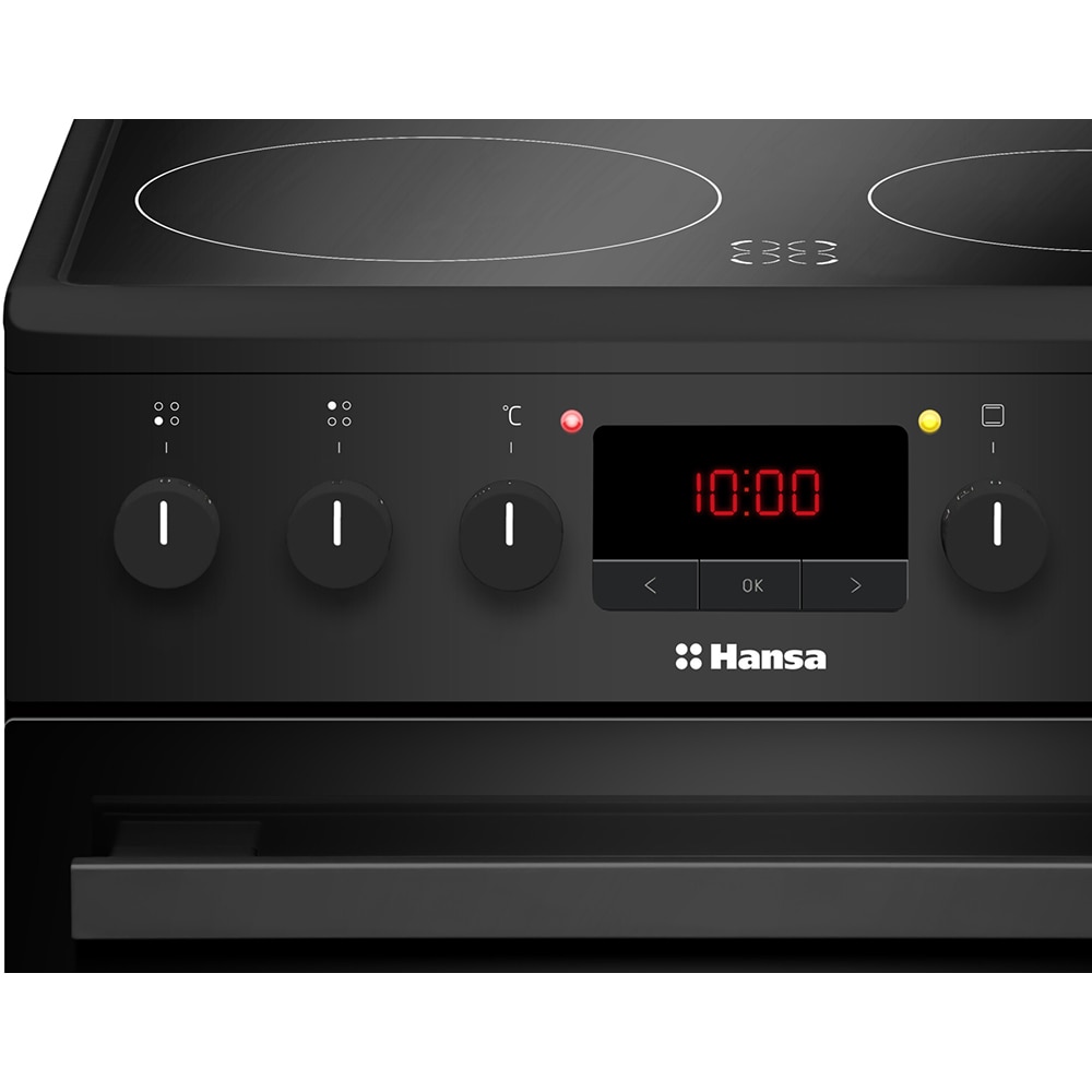 Aragaz HANSA FCCM58209H, 4 arzatoare, Electric, L 50 cm, Grill, negru