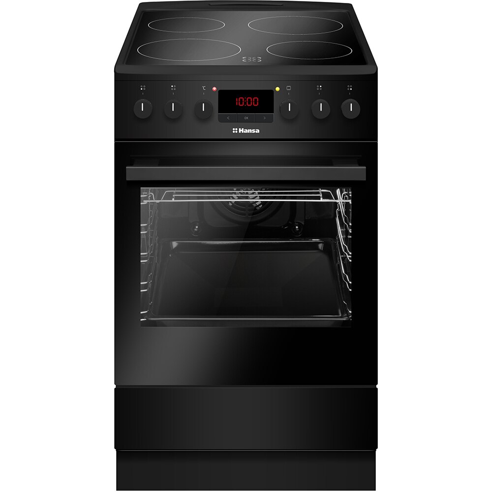 Aragaz HANSA FCCM58209H, 4 arzatoare, Electric, L 50 cm, Grill, negru