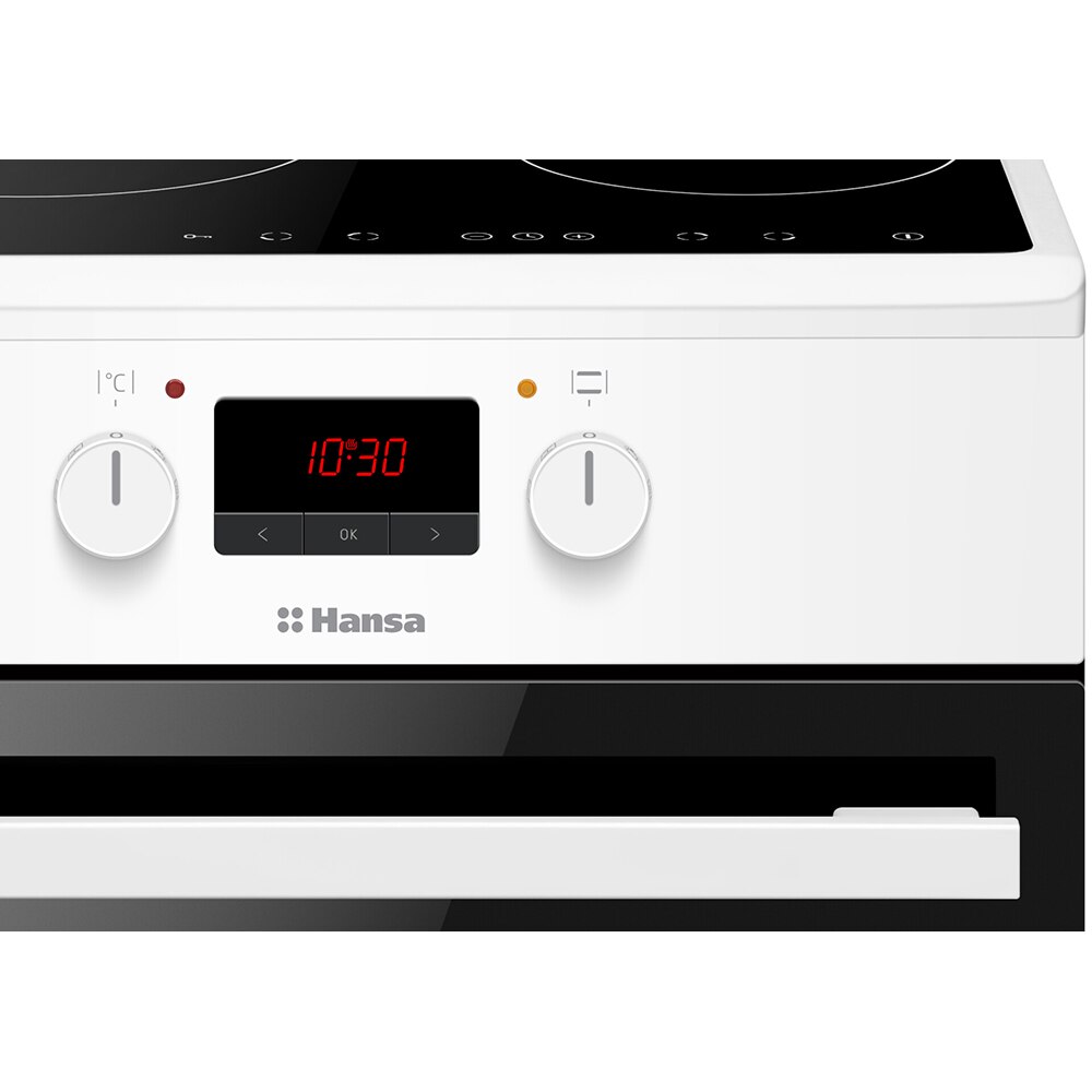 Aragaz HANSA FCIW59209, 4 arzatoare, Electric, L 50 cm, Grill, alb